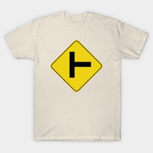 Caution Road Sign Three Way Intersection T-Shirt